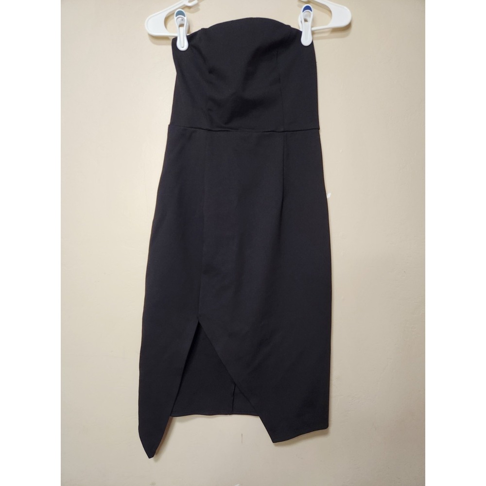 Lulus Black Bodycon Asymetrical Mini Dress Strapless Size Small
